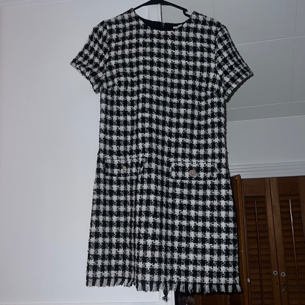 A black and white dress
